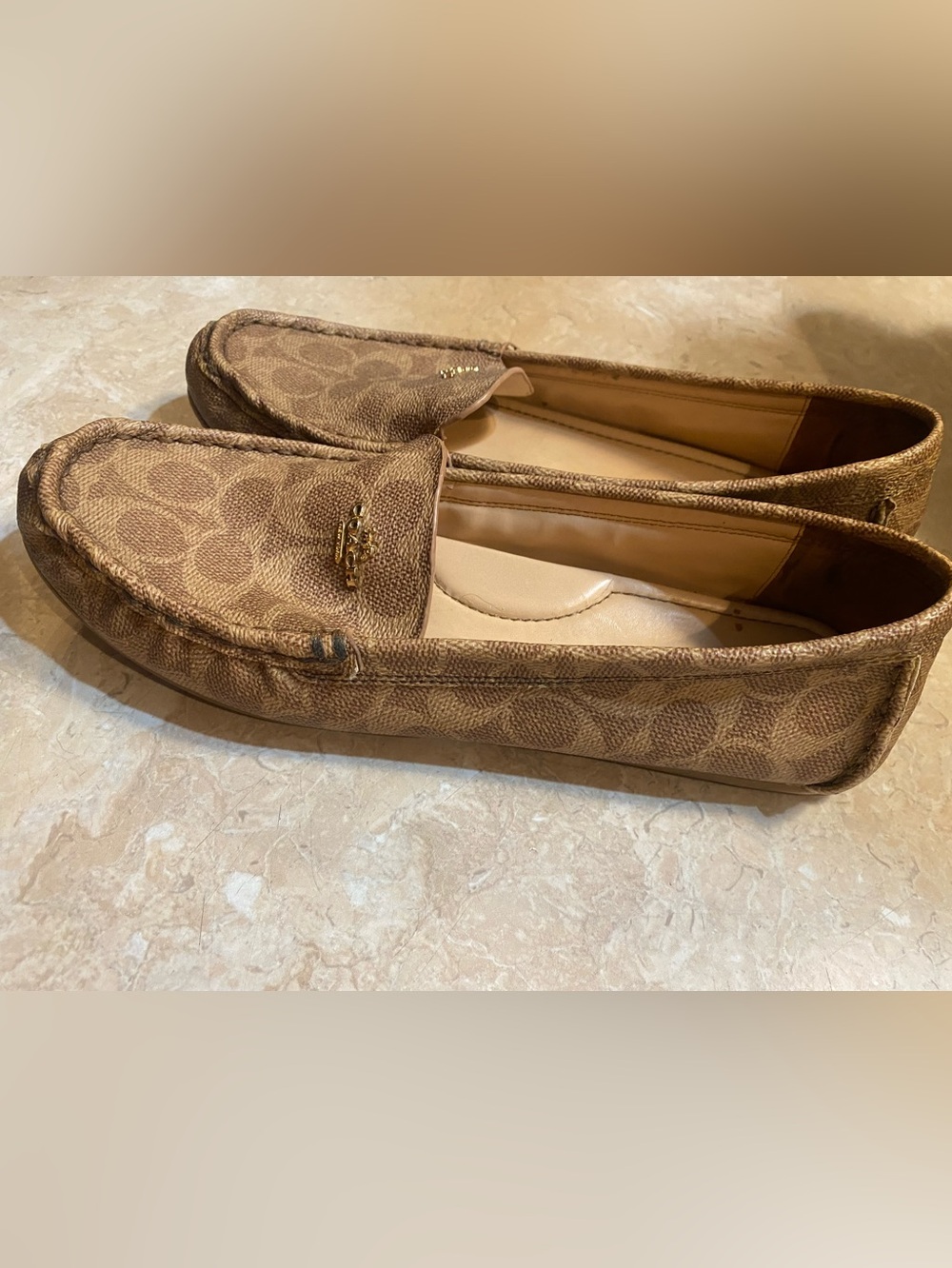 Coach Brown Signature Leather Slip-On Loafers - Picture 3 of 8